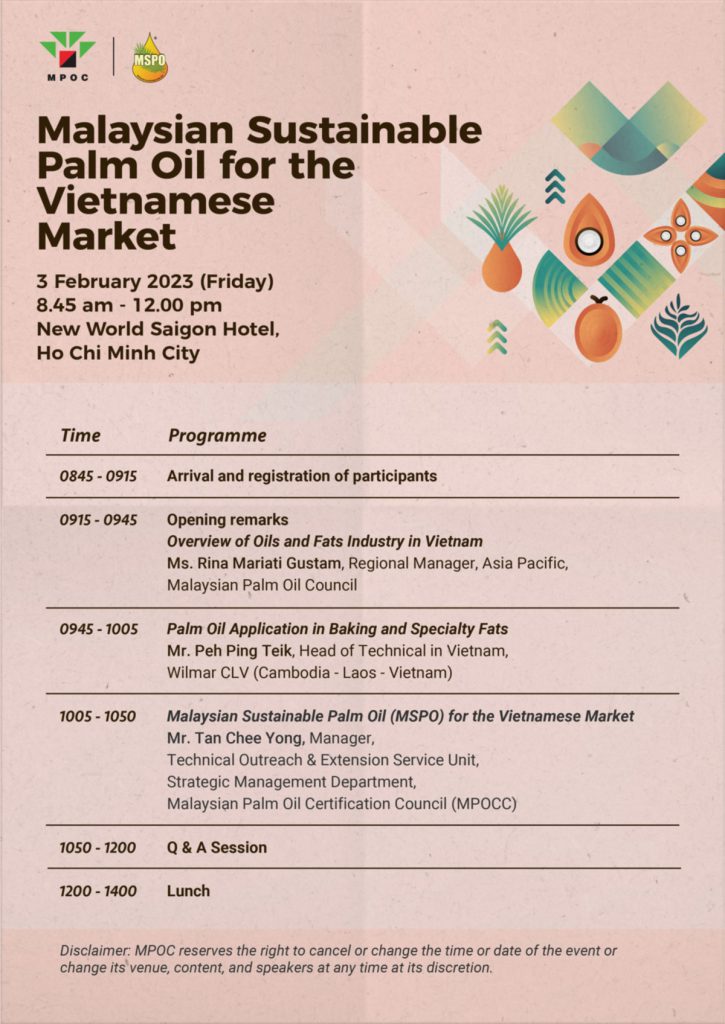 Malaysian Sustainable Palm Oil For The Vietnamese Market – MPOC